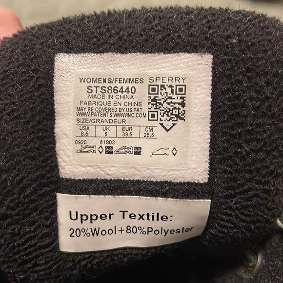 Sperry Saltwater black wool Duck Boot Women’s size 8.5 nice used condition - Picture 8 of 10